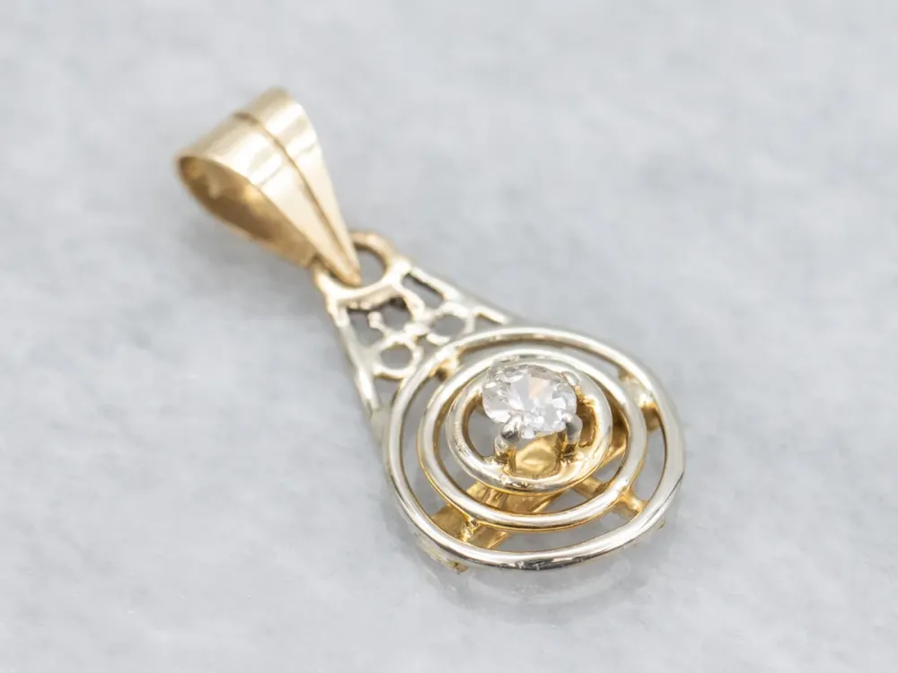 Kogelgewricht Old Mine Cut Diamond Driedubbel Golden Ring Stickpin Conversion Pendant