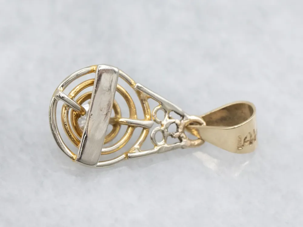 Kogelgewricht Old Mine Cut Diamond Driedubbel Golden Ring Stickpin Conversion Pendant