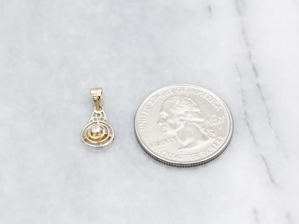 Kogelgewricht Old Mine Cut Diamond Driedubbel Golden Ring Stickpin Conversion Pendant