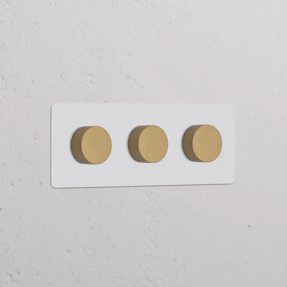 Ophangingsarm Kew Drievoudige 3x dimmer - Beschilderbaar antiek messing