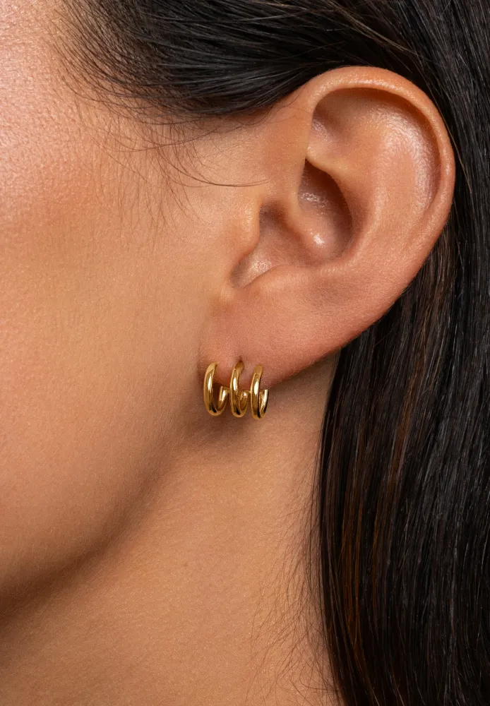Three Gold Hoop Enkel earring