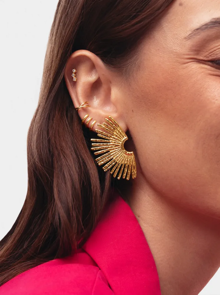 Three Gold Hoop Enkel earring