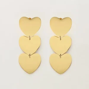 Three Hearts Statement Earrings – Roestvrij staal Steel gegalvaniseerd staal