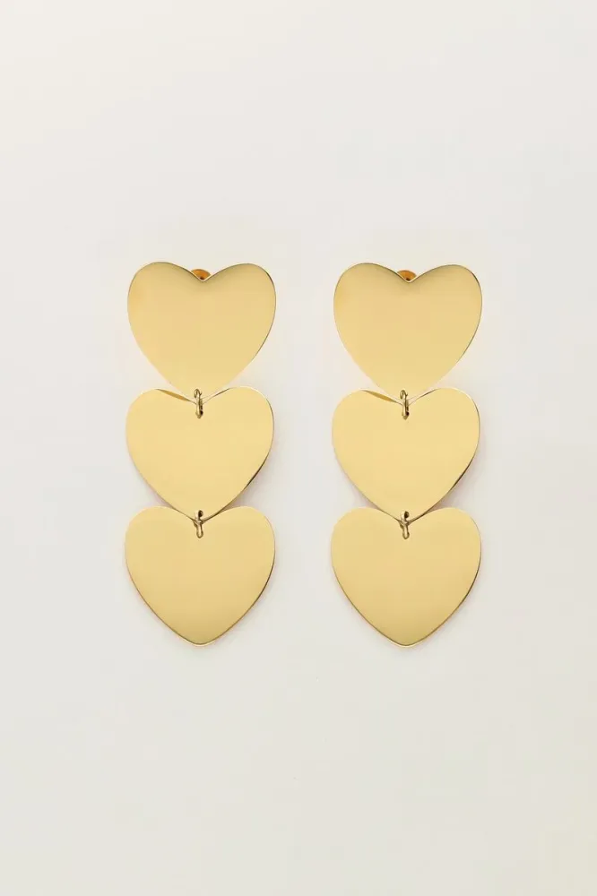 Three Hearts Statement Earrings – Roestvrij staal Steel gegalvaniseerd staal