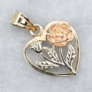 Tri-Color Gouden Heart Shaped Flower Pendant met bouten en moeren