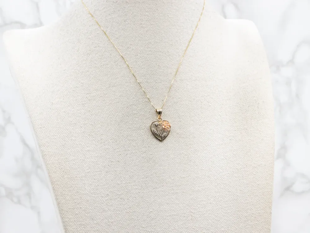 Tri-Color Gouden Heart Shaped Flower Pendant met bouten en moeren