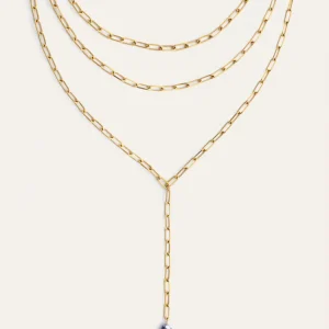 Triple Chic Drop Corrosiebestendig Steel Gold Necklace voor terreinvoertuigen