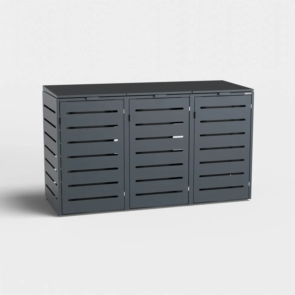Veerpootlager Alubert afvalcontainerbox voor 3 containers