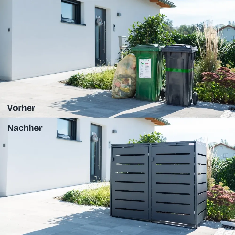 Veerpootlager Alubert afvalcontainerbox voor 3 containers