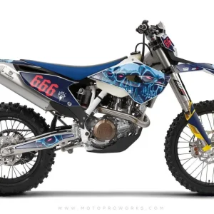 Verende bladveer Husqvarna GRAPHICS - "TRIPLESKULL" zeeblauw