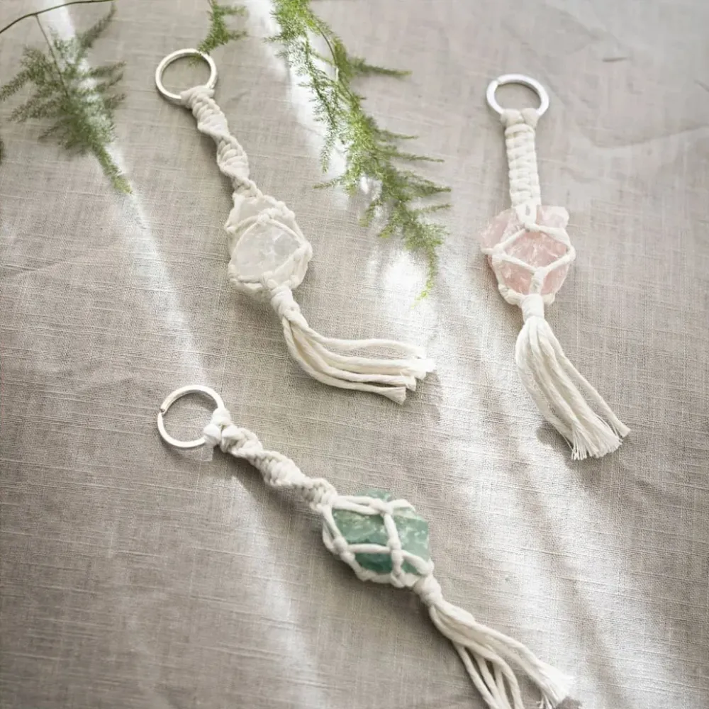Verende bladveer Makramee DIY-Kit - 3 Kristall-Amulette [Creativ]