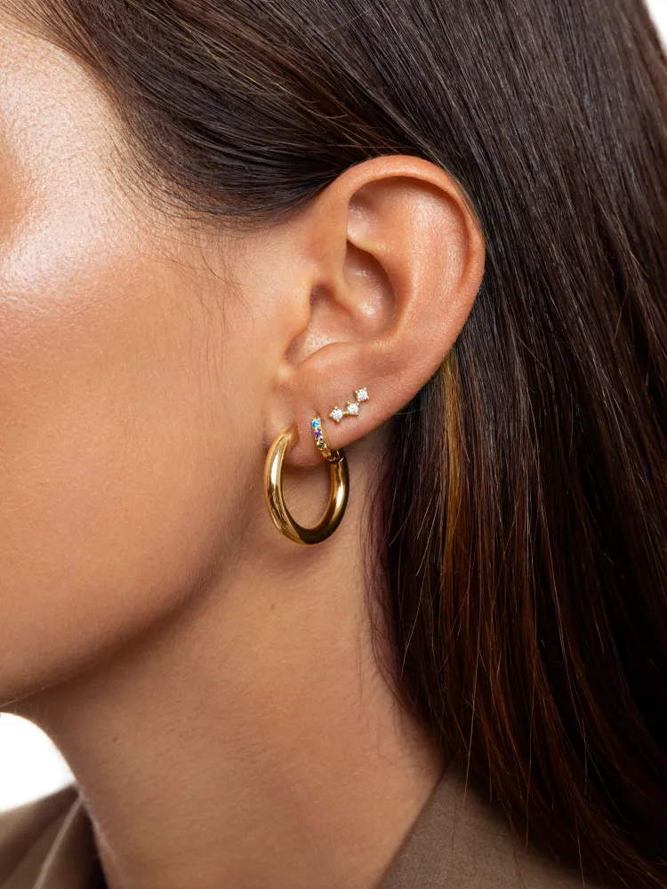 Verende bladveer Triple Spark Goud Single Earring