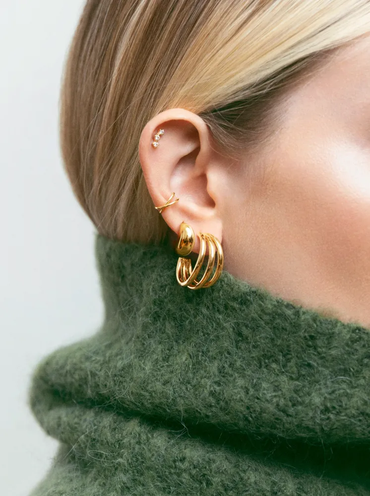 Verende bladveer Triple Spark Goud Single Earring
