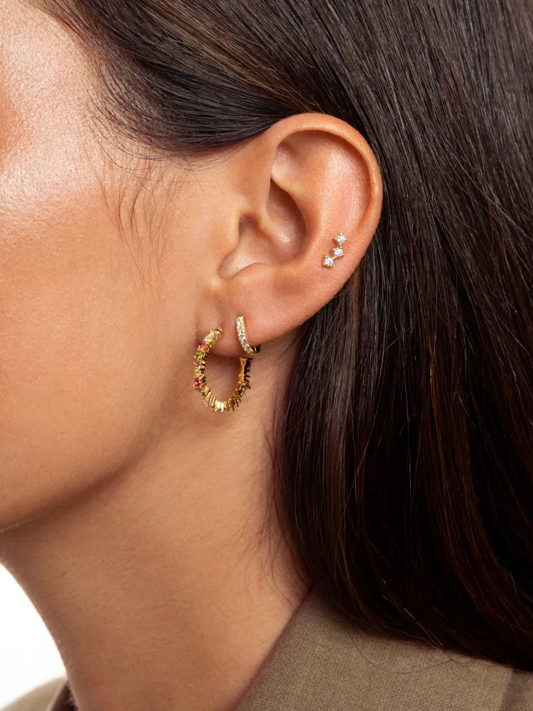 Verende bladveer Triple Spark Goud Single Earring