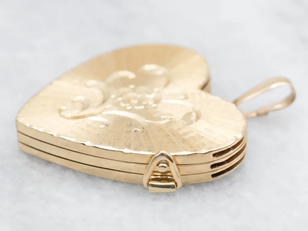 Vintage Three-Panel Heart Shaped Locket