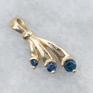 Zware Uitvoering Triple Sapphire Yellow Verguld Pendant