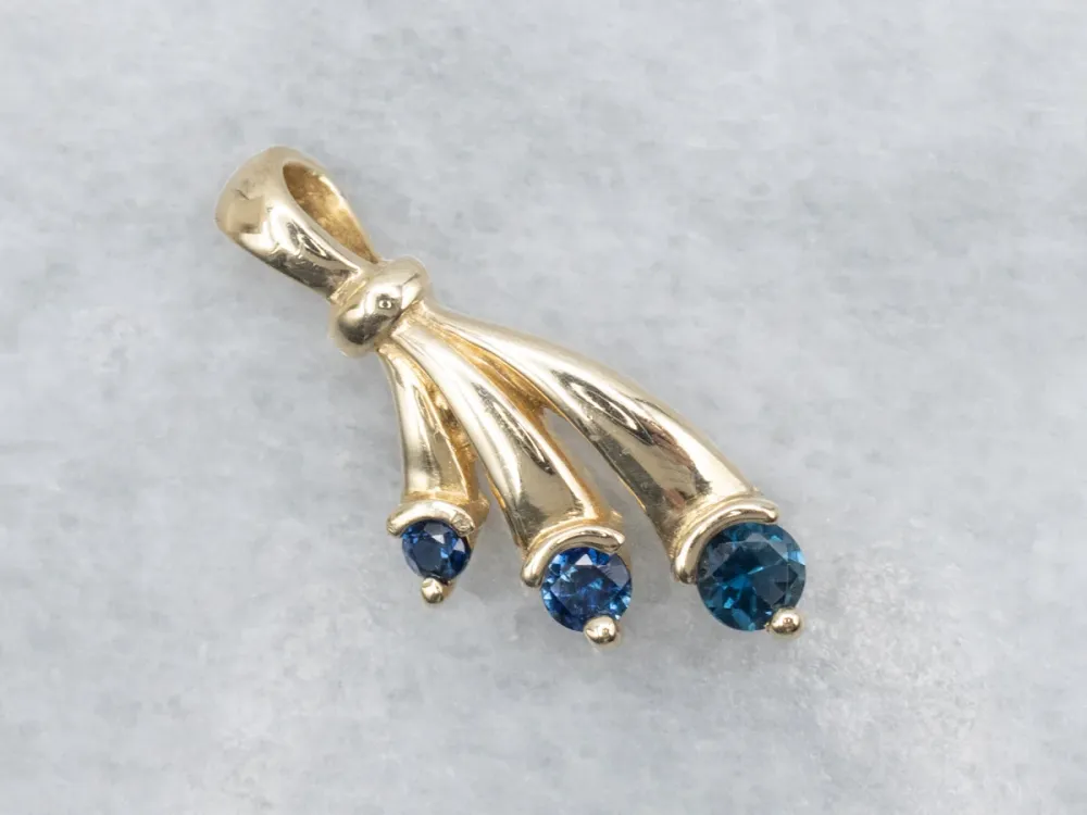 Zware Uitvoering Triple Sapphire Yellow Verguld Pendant