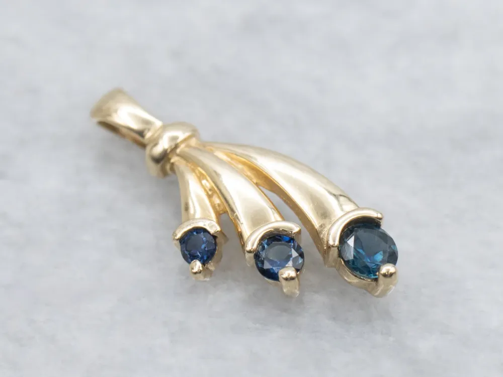 Zware Uitvoering Triple Sapphire Yellow Verguld Pendant