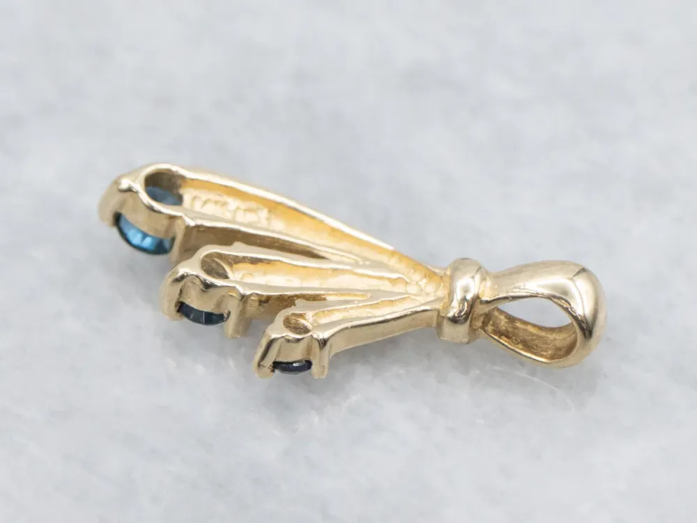 Zware Uitvoering Triple Sapphire Yellow Verguld Pendant