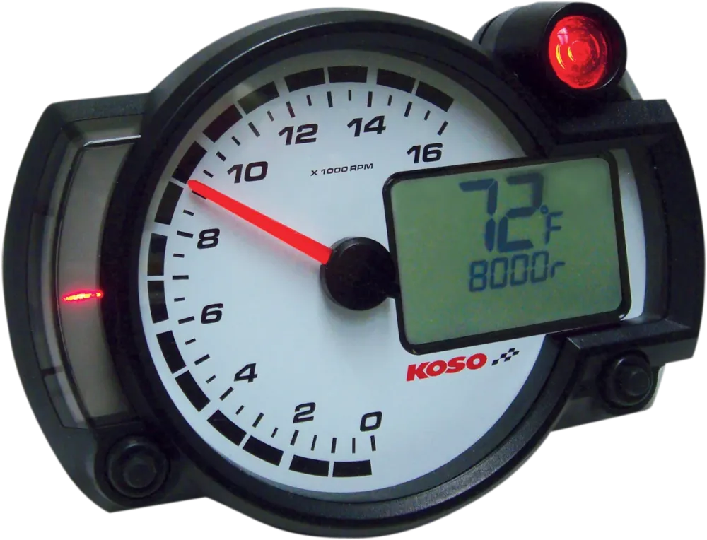 KOSO NORTH AMERICA RX2-NR GP-STYLE RACE TACHOMETER DASH PANEL RX2NR 16000RPM