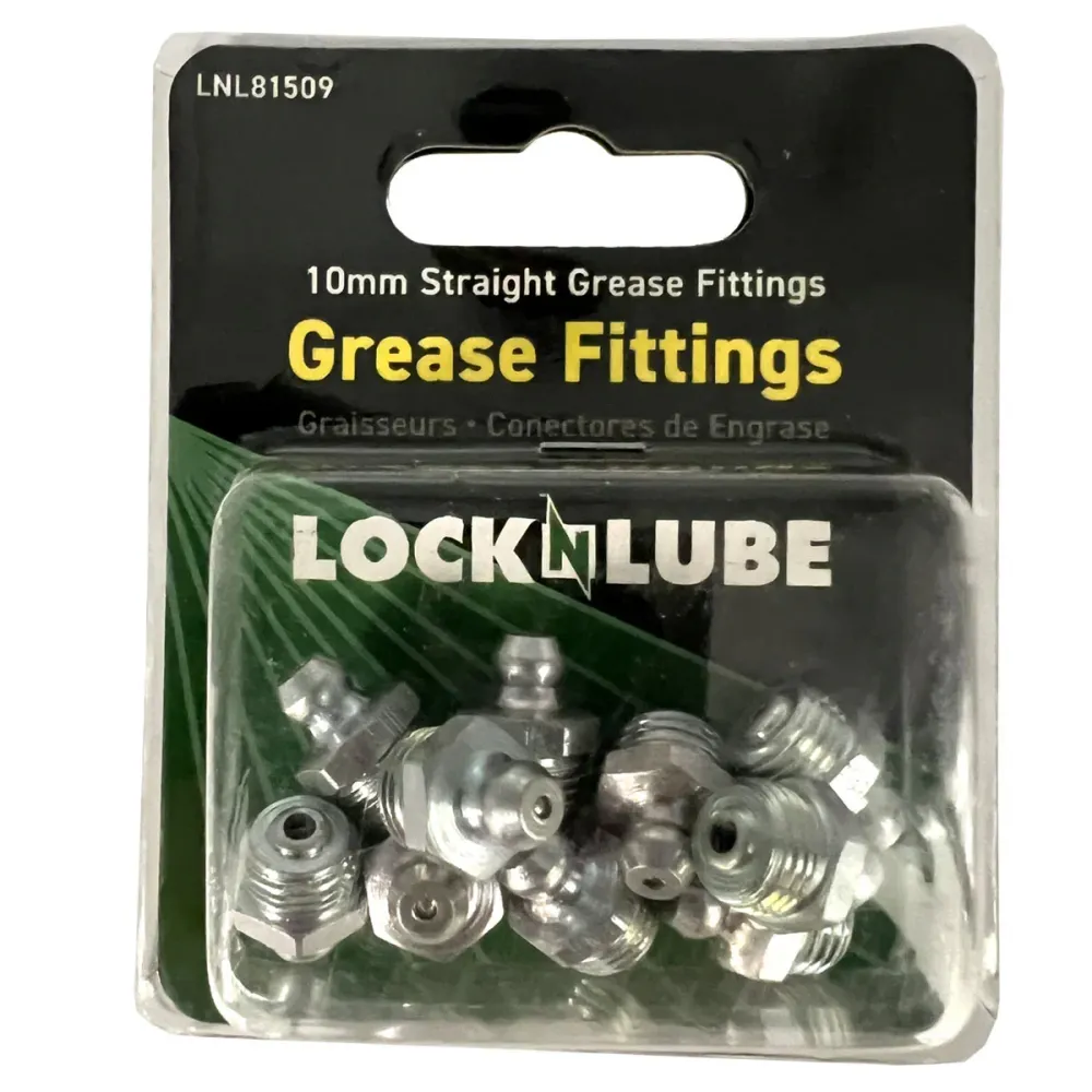 Wielophanging- LOCKNLUBE Grease Fittings - 10mm Straight Grease Fittings