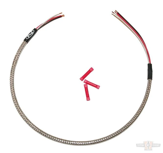 Headlight Harness, Stainless Braided And Clear Coated, Stock Length, Universeel Fittment Harley-Davidson