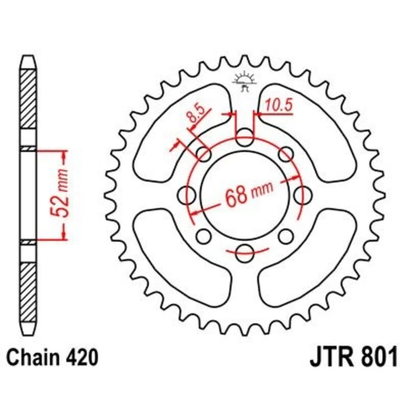 Corona JT 801 de acero con 45 dientes