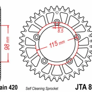 Professionele Kwaliteit Corona JT SPROCKETS aluminio ultraligera autolimpiable 894 - Paso 420