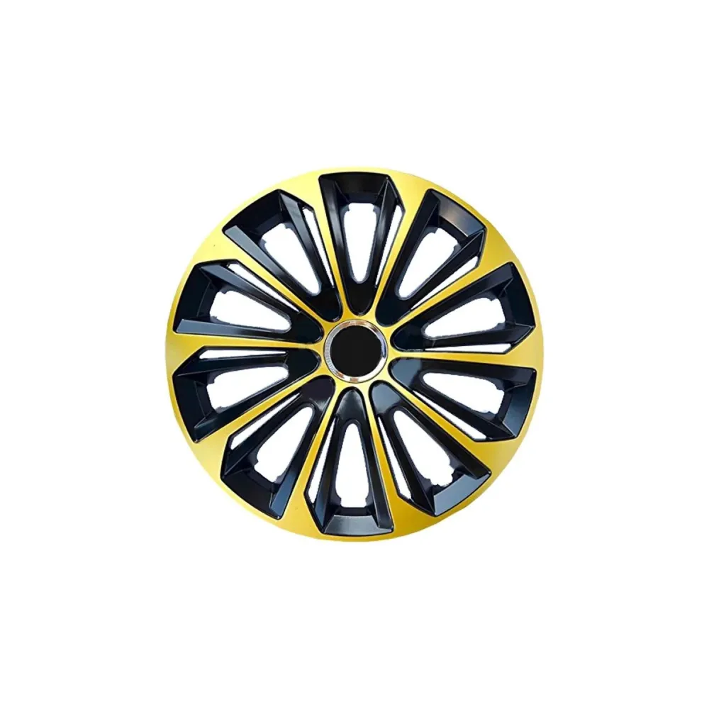 NRM - wieldoppen 14" - zwart met gold- set van 4 stuks - ABS / Duurzaam / Resistant chromen uitvoering