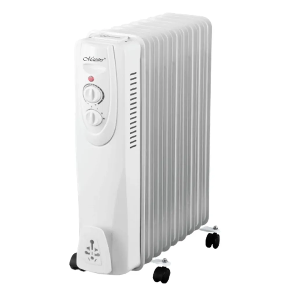 Maestro- elektrische olieverwarmer 2000W 9 vinnen 3 warmtestanden 800 /1200 /2000 W Thermostaat