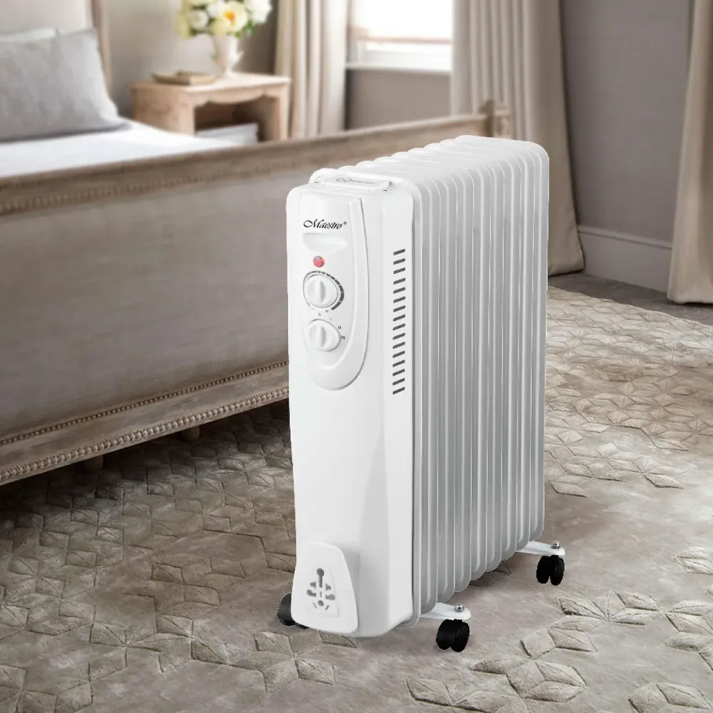 Maestro- elektrische olieverwarmer 2000W 9 vinnen 3 warmtestanden 800 /1200 /2000 W Thermostaat
