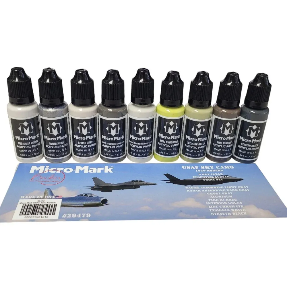 Micro-Mark USAF 1950-Modern Sky Camo Kunststof glas Paint Set, 9pc