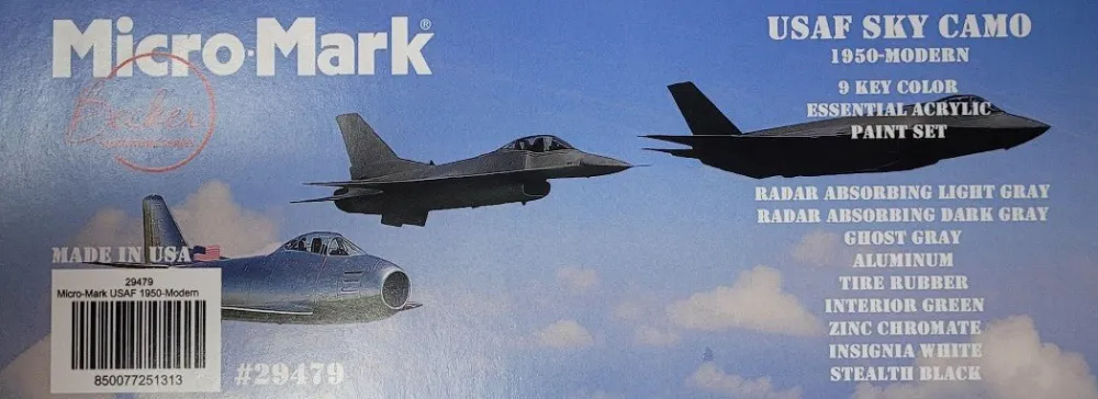 Micro-Mark USAF 1950-Modern Sky Camo Kunststof glas Paint Set, 9pc