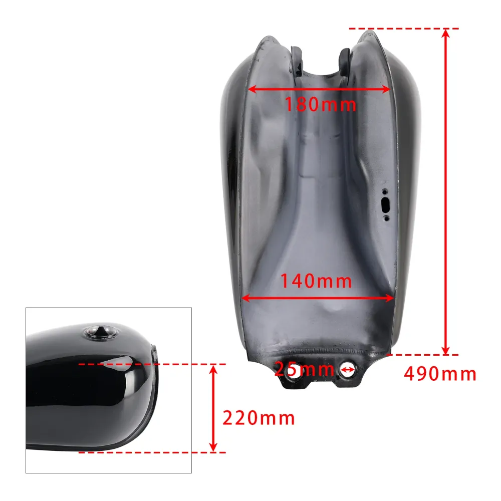 1994-1999 Suzuki GN 125 (NF41A) 4T CLASSIC RETRO GASBRANDSTOFTANK GLANZEND ZWART