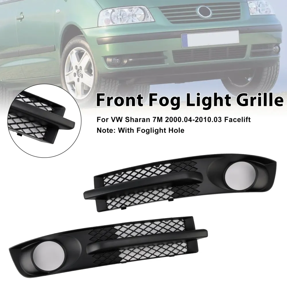 2000-2010 VW Sharan 7M voorbumper mistlampgrill met mistlampgat