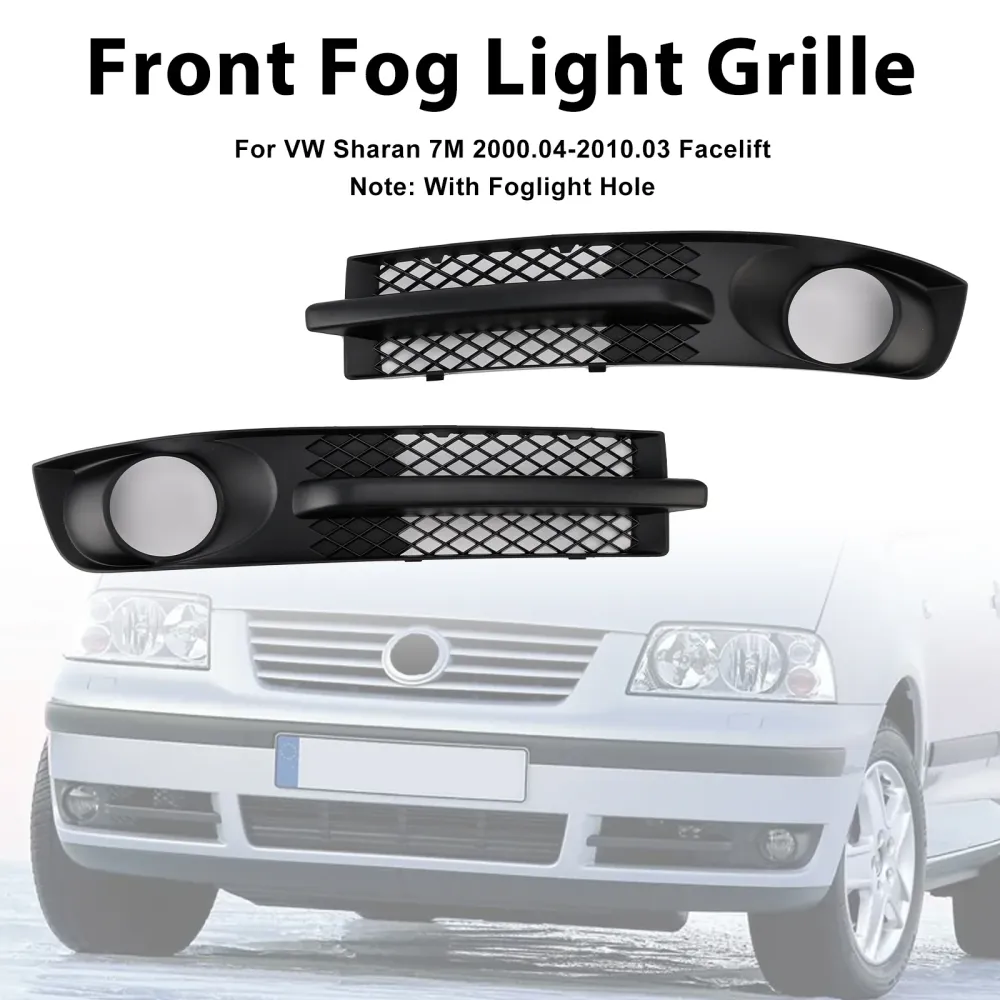 2000-2010 VW Sharan 7M voorbumper mistlampgrill met mistlampgat