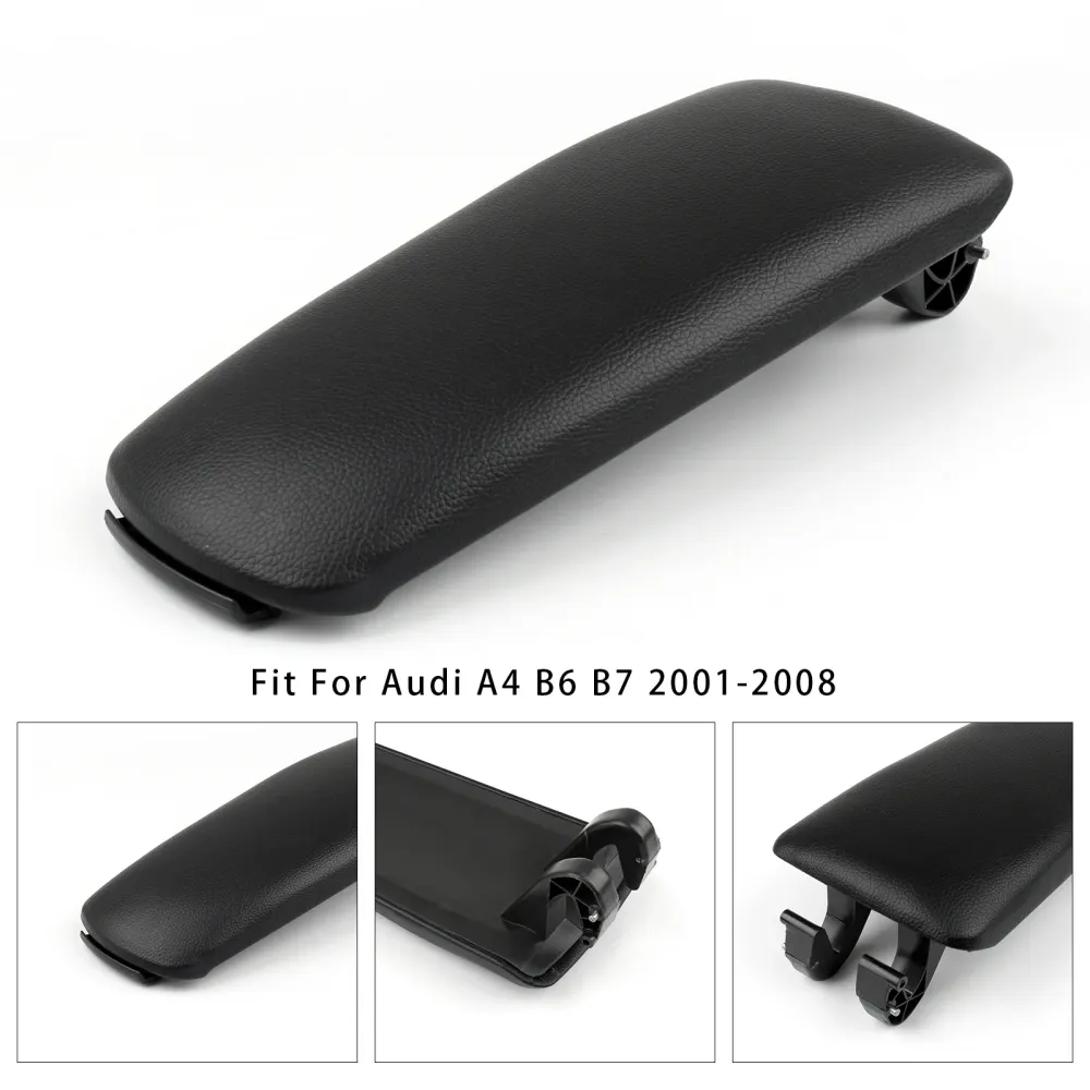 2001-2008 Audi A4 B6 B7 Zwart lederen armsteun middenconsole deksel 8E0864245E