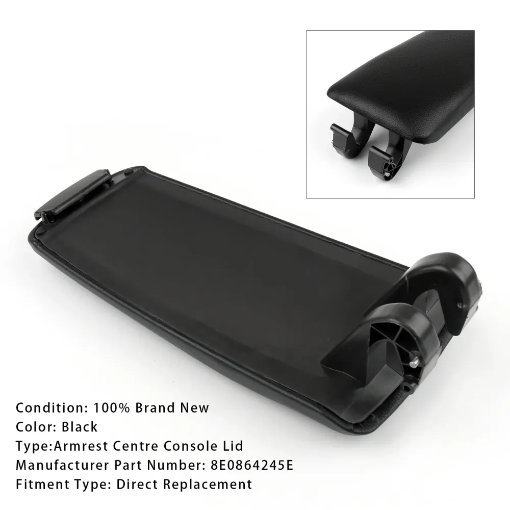2001-2008 Audi A4 B6 B7 Zwart lederen armsteun middenconsole deksel 8E0864245E