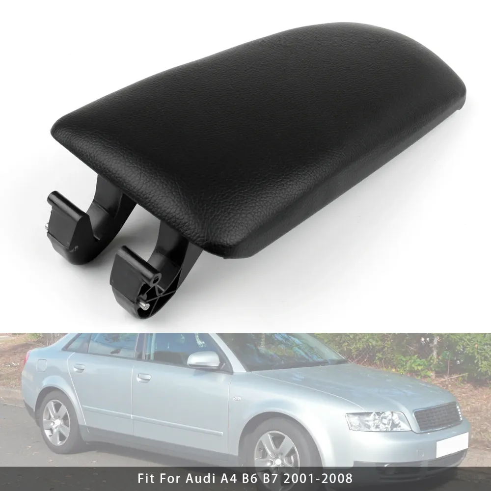 2001-2008 Audi A4 B6 B7 Zwart lederen armsteun middenconsole deksel 8E0864245E