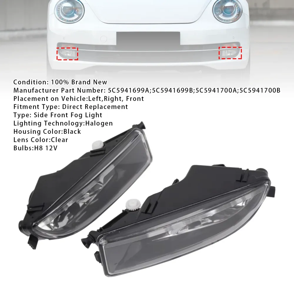 2012-2016 VW Kever Paar voorbumper mistlampen met lampen 5C5941700A