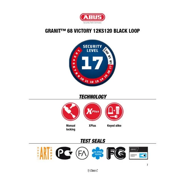 Abus Granit Victory X-Plus & 12KS120 Zwarte Lusketting