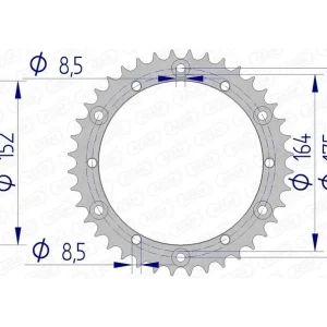 AFAM Aluminium achtertandwiel 13500 - 520