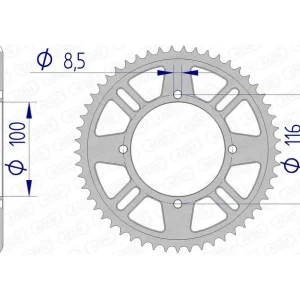 AFAM Aluminium achtertandwiel 17105 428