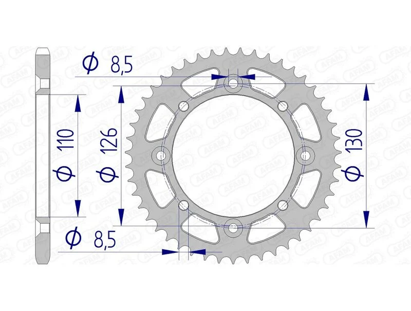 AFAM Aluminium achtertandwiel 17107 420