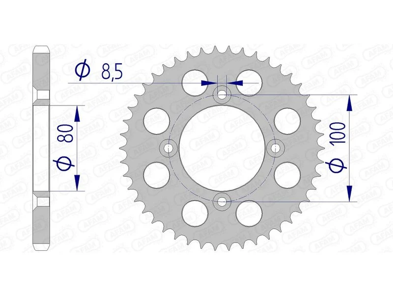 AFAM Aluminium ultralicht achtertandwiel 11110 - 428