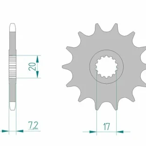 AFAM Staal standaard voortandwiel 73202 - 520