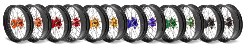 ART SM Compleet voor- en achterwiel 17x3,50/17x4,50 zwarte velg/groene naaf Kawasaki