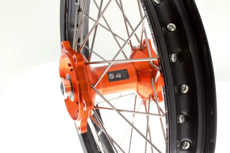 ART MX Compleet voor- en achterwiel 21x1,60/18x2,15 zwarte velg/oranje naaf KTM