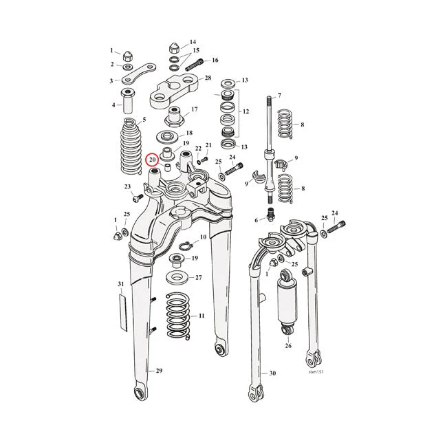 Bus Veerstang Softail Springervork FXST 88-06; FLSTS 97-09