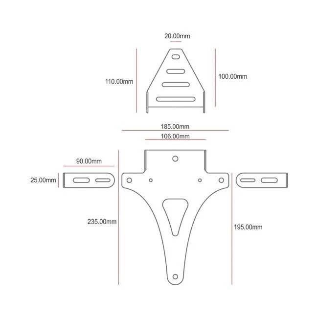 C-Racer Universele Achterklep Opbergvak Motorfiets Kentekenplaathouder No2